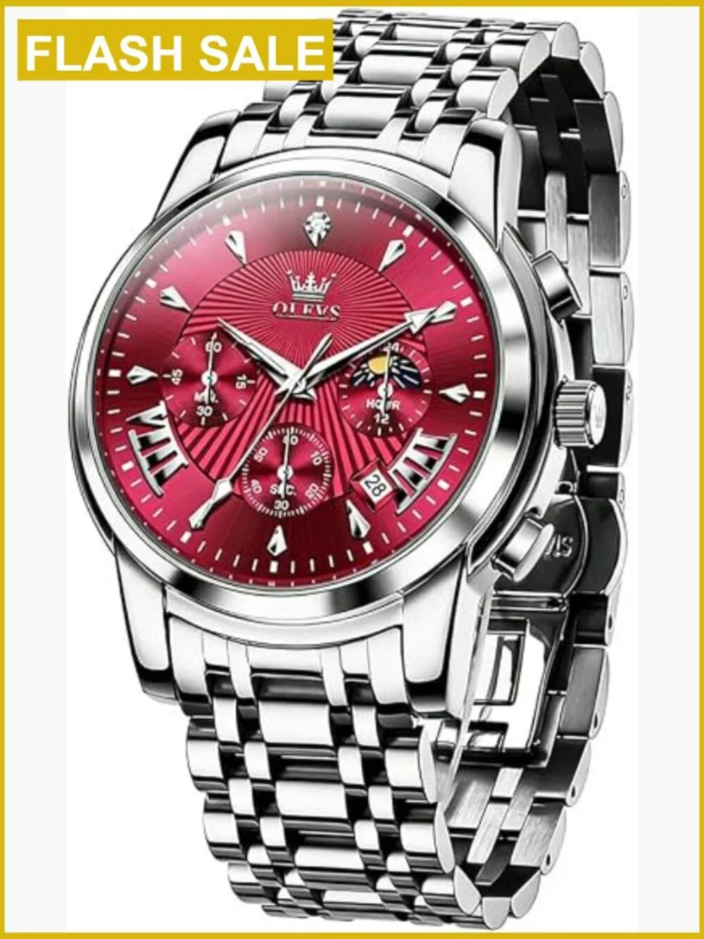 Men's Luxury Chronograph Watch - Quartz Stainless Steel Bracelet Water